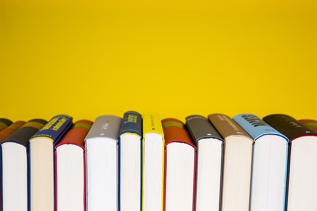 multiple books for reading on a yellow background